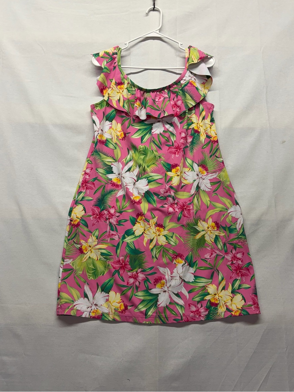Tommy Bahama Pink Tropical Floral Ruffle Shoulder Sundress Size L